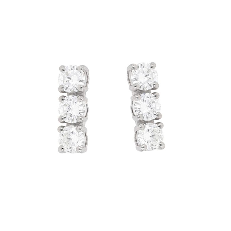 Boucles d'oreilles diamants 1.05 carat or blanc 2.08g Comme neuf -  reconditionné disponible sur Gemme Les Bijoux